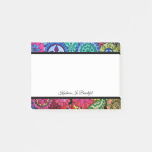 Aquarellfarben Rainbow Colors Mandala Post-it Klebezettel