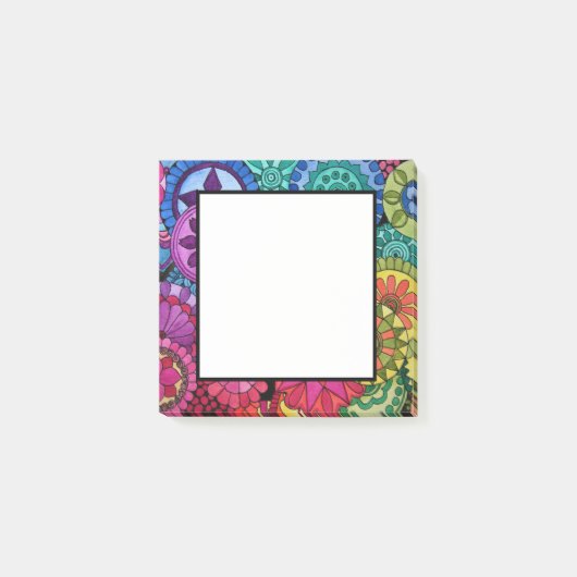 Aquarellfarben Rainbow Colors Mandala Post-it Klebezettel (Vorderseite)