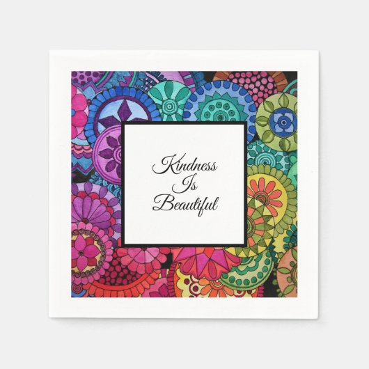 Aquarellfarben Rainbow Colors Mandala Serviette (Vorderseite)