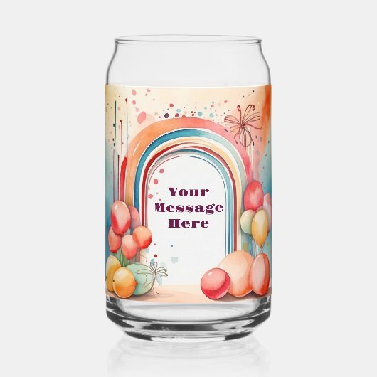 Aquarellfarben-Regenbogen-Bliss-Party Dosenglas (Vorderseite)