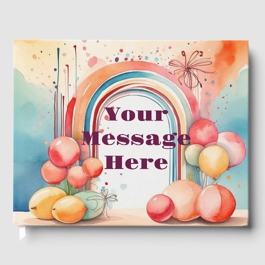 Aquarellfarben-Regenbogen-Bliss-Party Gästebuch (Vorderseite)