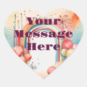 Aquarellfarben-Regenbogen-Bliss-Party Herz-Aufkleber (Vorderseite)