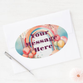 Aquarellfarben-Regenbogen-Bliss-Party Ovaler Aufkleber