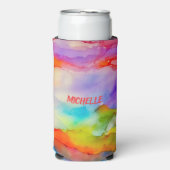 Aquarellfarben - Regenbogenfarben Personalisiert A Selters Dosenkühler (Seltzer Vorderseite)