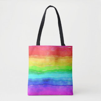 Aquarellfarben Regenbogenstreifen Design Totbeutel Tasche
