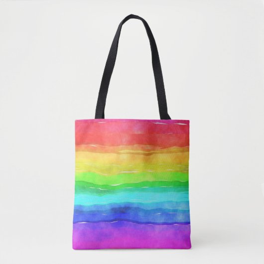 Aquarellfarben Regenbogenstreifen Design Totbeutel Tasche (Vorderseite)