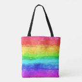 Aquarellfarben Regenbogenstreifen Design Totbeutel Tasche (Rückseite)
