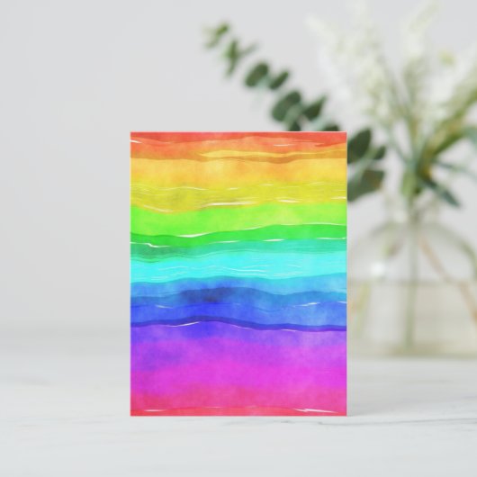 Aquarellfarben Regenbogenstreifen Hintergrund Postkarte (Stehend Vorderseite)