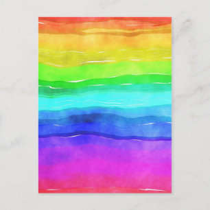 Aquarellfarben Regenbogenstreifen Hintergrund Postkarte