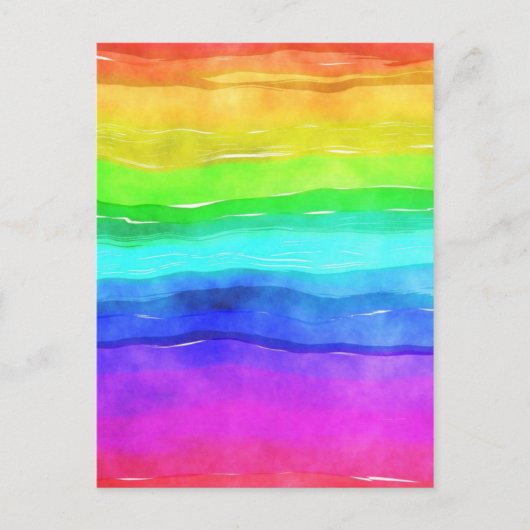 Aquarellfarben Regenbogenstreifen Hintergrund Postkarte (Vorderseite)
