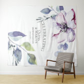 Aquarellfarben Rosa Apfelblütenblüte Wandteppich (Beispiel (Horizontal))