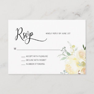 Aquarellfarben Rosa Beige Blumenzange RSVP Karte