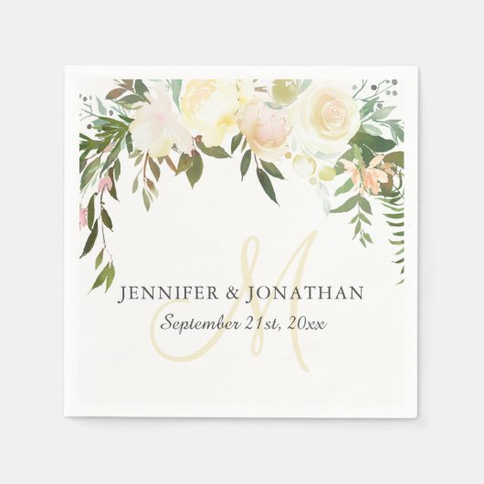 Aquarellfarben Rosa Beige Elfenbeinwüstenhochzeit Serviette (Vorderseite)