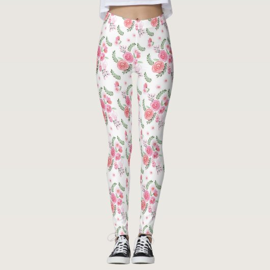 Aquarellfarben Rosa Bläschen Leggings (Vorderseite)