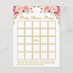 Aquarellfarben Rosa Bläserbaby Dusche Gold Bingo K Einladungspostkarte
