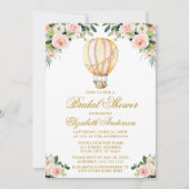 Aquarellfarben Rosa Bläserballon Gold Brautparty Einladung (Vorderseite)