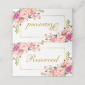 Aquarellfarben Rosa Bläsergoldverheiratung vorbeha Platzkarte (Außenseite Aufgefaltet)