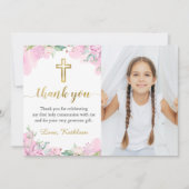 Aquarellfarben Rosa Bläserntes Foto der heiligen K Dankeskarte (Vorderseite)