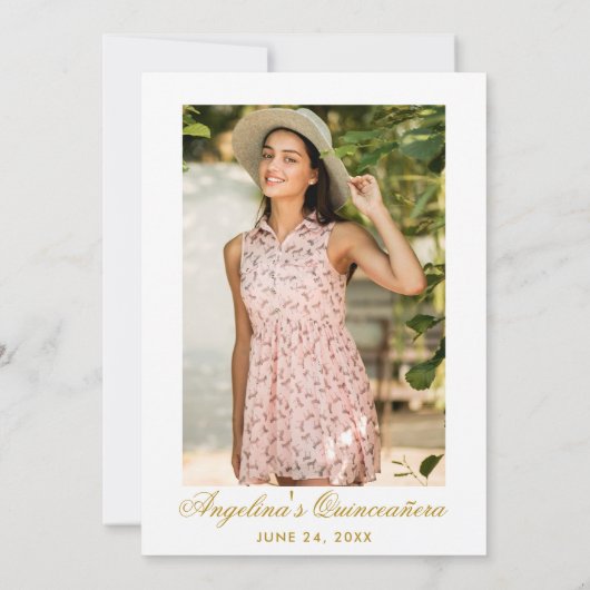 Aquarellfarben Rosa Bläserntes Quinceanera Gold Fo Einladung (Rückseite)