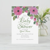 Aquarellfarben Rosa Bläsertütenduschkarte Einladung (Stehend Vorderseite)