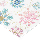 Aquarellfarben, Rosa, Blau und Gold Winterschneefl Kurzer Tischläufer (Ecke)