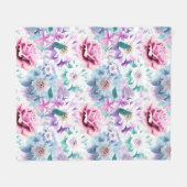 Aquarellfarben, rosa, blaue Blumen. Fleecedecke (Vorderseite (Horizontal))
