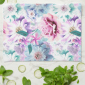 Aquarellfarben, rosa, blaue Blumen. Geschirrtuch (Gefaltet)