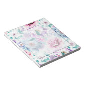 Aquarellfarben, rosa, blaue Blumen. Notizblock (angewinkelt)