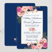 Aquarellfarben Rosa blaue Hochzeit B Einladung (Vorne/Hinten)