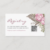 Aquarellfarben Rosa Blume Baby QR Code Registrieru Begleitkarte (Vorderseite)