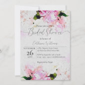 Aquarellfarben Rosa Blume Brautparty Einladung (Vorderseite)