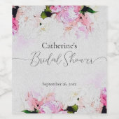 Aquarellfarben Rosa Blume Brautparty Weinetikett (Einzelnes Label)