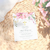 Aquarellfarben Rosa Blume Erste Heilige Kommune Einladungspostkarte