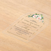 Aquarellfarben Rosa Blume Hochzeit am Goldenen Bog Acryleinladungen (Ablage )