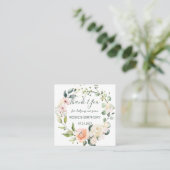 Aquarellfarben Rosa Blume Vielen Dank Quadratische Visitenkarte (Stehend Vorderseite)