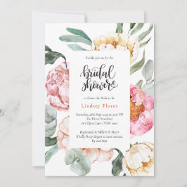 Aquarellfarben Rosa Blumengrün Brautparty Einladung