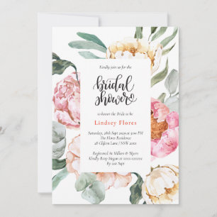 Aquarellfarben Rosa Blumengrün Brautparty Einladung