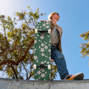 Aquarellfarben Rosa Blumenmuster Botanisches Dunke Skateboard