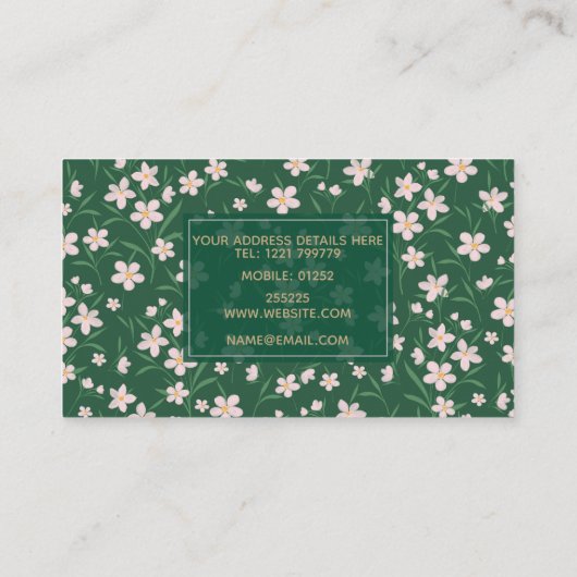 Aquarellfarben Rosa Blumenmuster Botanisches Dunke Visitenkarte (Rückseite)