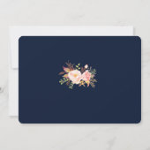 Aquarellfarben Rosa Blumenrahmen Navy Blue Wedding Einladung (Rückseite)