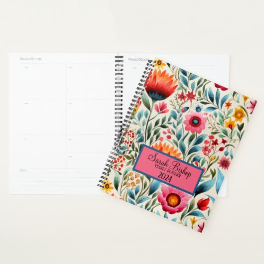 Aquarellfarben Rosa Blumenwalzplaner Hardcover Planer (Anzeige)