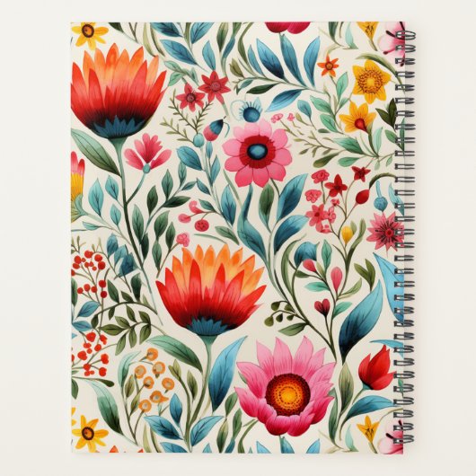 Aquarellfarben Rosa Blumenwalzplaner Hardcover Planer (Rückseite)