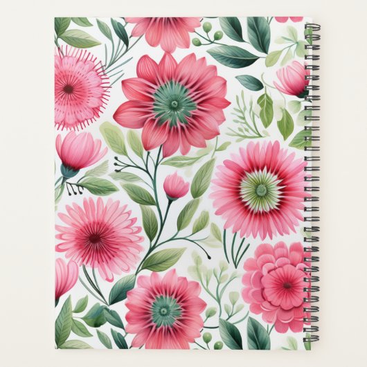 Aquarellfarben Rosa Blumenwalzplaner Hardcover Planer (Rückseite)