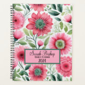 Aquarellfarben Rosa Blumenwalzplaner Hardcover Planer (Vorderseite)