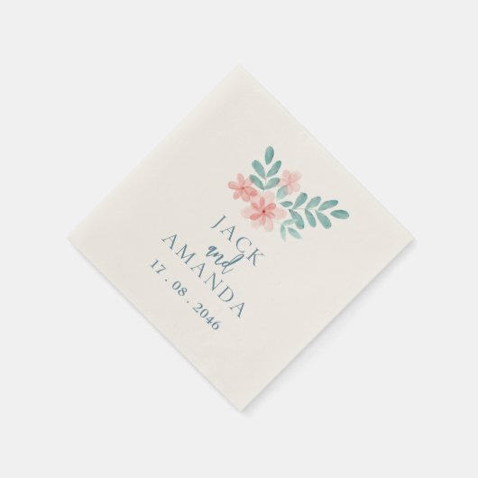 Aquarellfarben Rosa Blumenzauberkunst Napkin Serviette (Ecke)