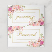 Aquarellfarben Rosa Blumenzehen vorbehalten Gold Platzkarte (Außenseite Aufgefaltet)