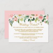 Aquarellfarben Rosa Blush Bloral Wedding Gold Begleitkarte (Vorne/Hinten)