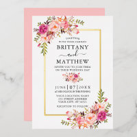 Aquarellfarben Rosa Blush Bloral Wedding Gold