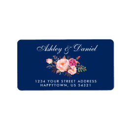 Aquarellfarben Rosa Blush Blue Hochzeitadresse Adressaufkleber