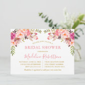 Aquarellfarben Rosa Blush Brautparty Gold Einladung (Stehend Vorderseite)